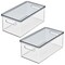 mDesign Plastic Storage Bin Box Container, Lid and Handles, 2 Pack
